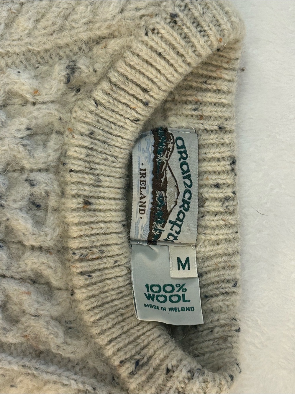 AranCrafts Ireland 100% Wool Fisherman Cable Knit Sweater Cream Size M - Picture 3 of 13